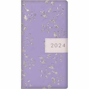 Purple Glitter Floral Sparkles Slim Diary 2024
