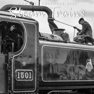 Black & White Steam Trains Calendar 2024