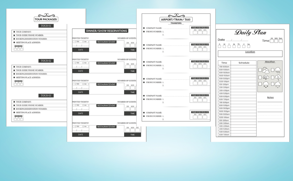 Travel checklists with daily calendar. Perfect for Local and International Travel.