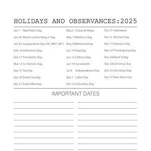 Holidays and Observances