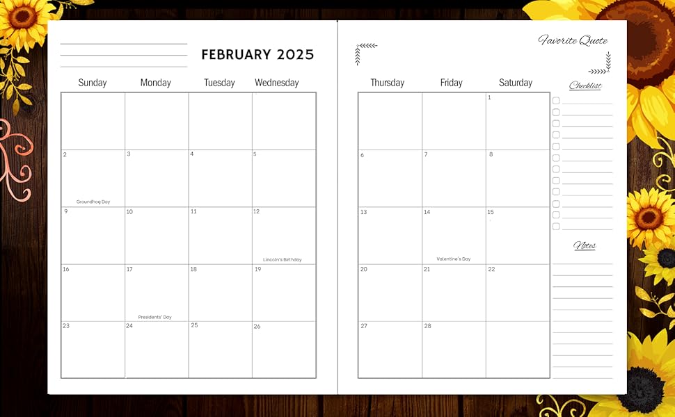2025-2026 calendar monthly schedule organizer