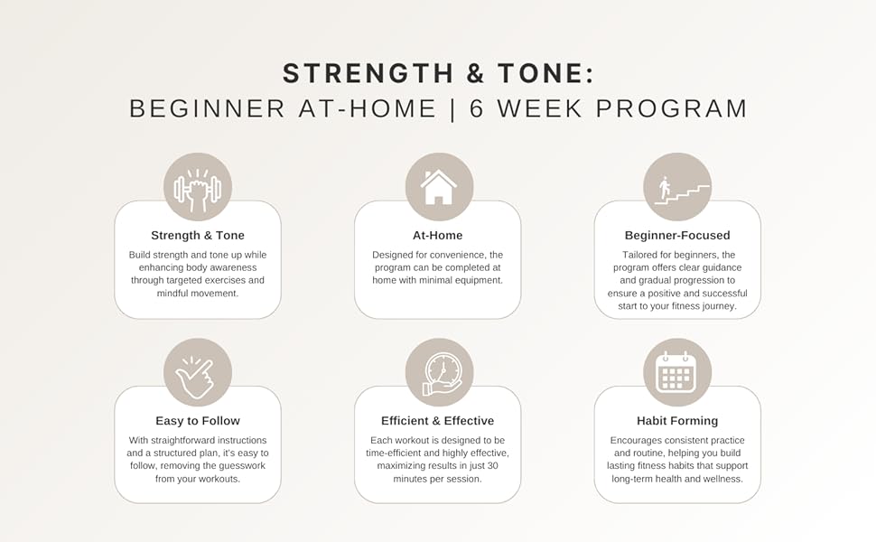 Strength and tone at home, easy to follow for beginners to build habits