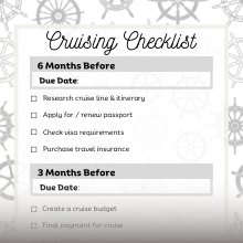 Sample cruise checklist page