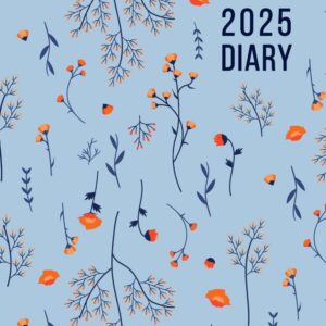 2025 A4 Page A Day: One Page Per Day Daily Diary Planner & Organiser for 365 Days, dated from Jan 2025 to Dec 2025, Fully Lined Journal Notebook with Calendars, To-Do List and Notes | Blue Floral
