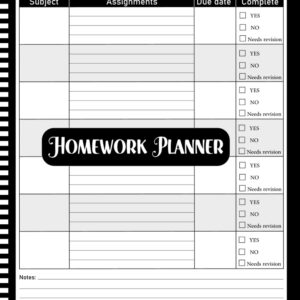Homework Planner for ADHD Students: Undated Assignment Journal Notebook