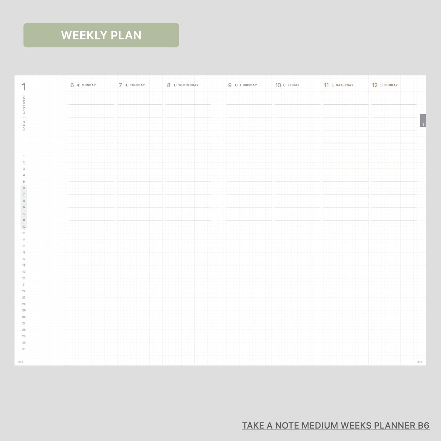 TAKE A NOTE 2025 MEDIUM WEEKS PLANNER B6 - Image 7
