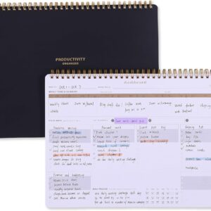 ZERONE CENTRE Productivity Weekly Planner - 54 Sheets Dashboard Spiral Deskpad Has 6 Focus Areas to List Tasks for Goals, Projects, Clients, Academic, or Shopping-Organize Your Daily Work Efficiently