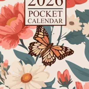 Pocket Calendar 2025-2026 for Purse: Small 2-Year Monthly planner from January 2025 to December 2026-Floral Cover