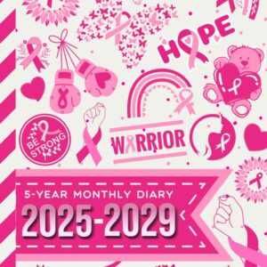 5-Year Monthly Diary 2025-2029: 8.5x11 Daily Dated Notebook / Goal Planning Journal With To Do Lists / Personal Event Organizer Gift / Breast Cancer - Pink Ribbon Themed Art Pattern