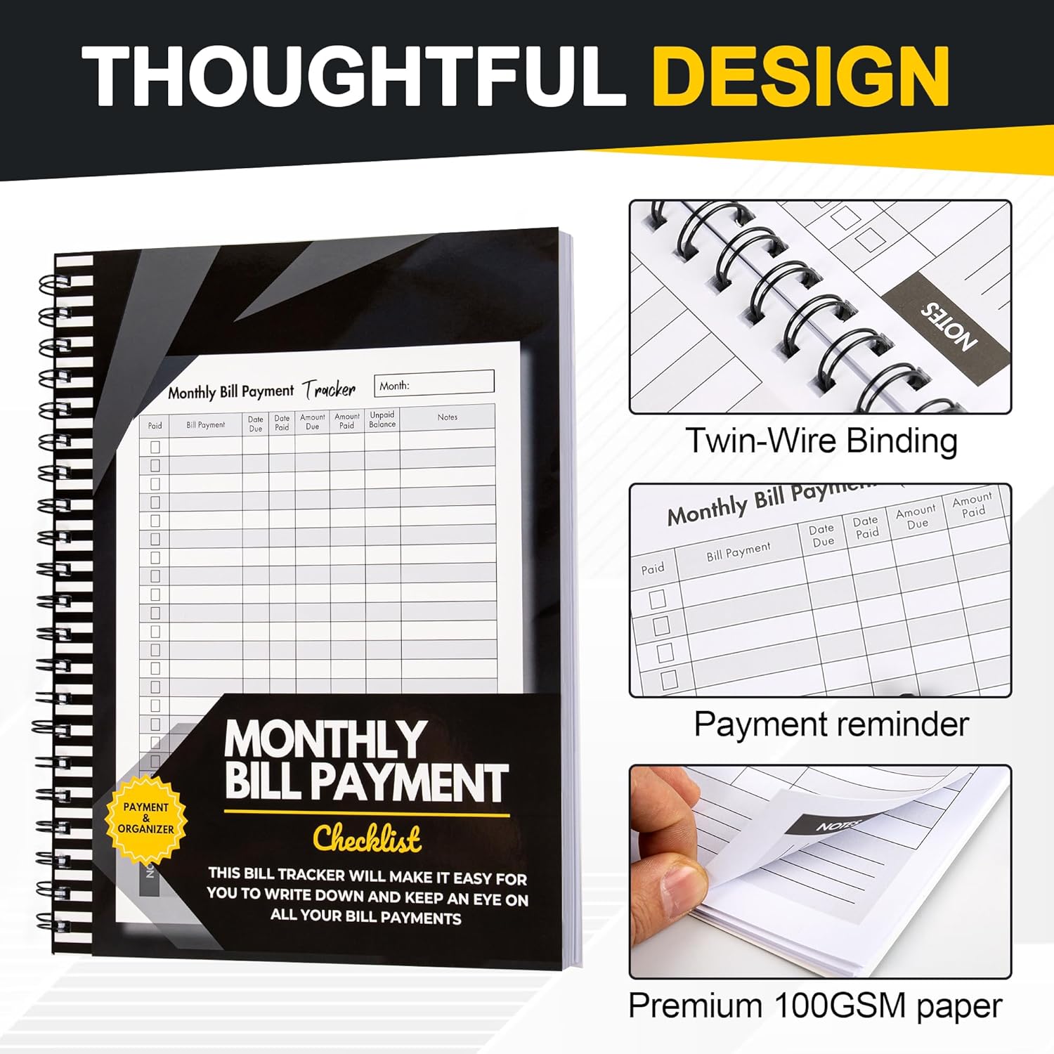Bill Tracker Notebook: Monthly Bill Payment Checklist with Spiral Binding - 8.5" x 11" 132 + Pages - Image 3
