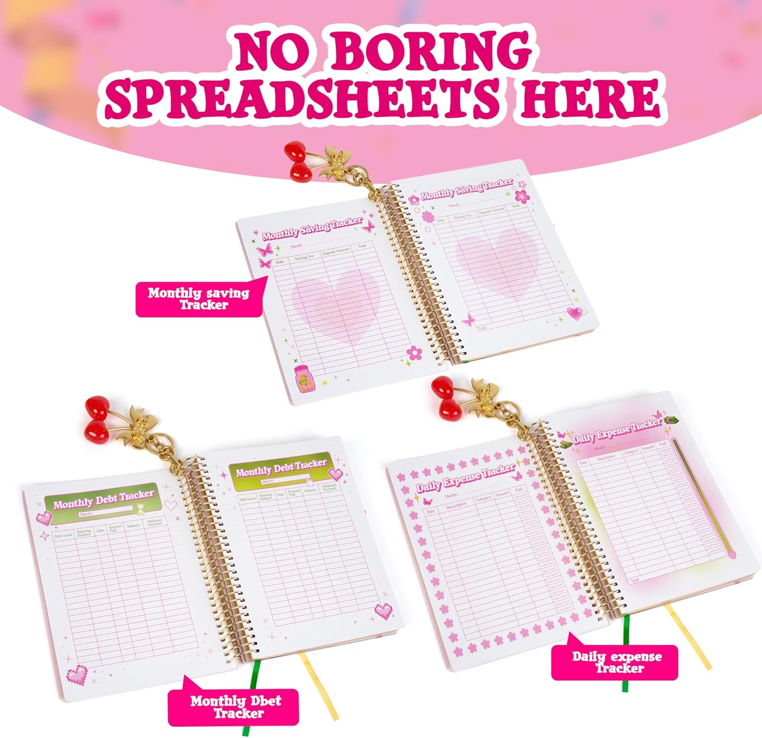 GIRL MATH Budget Planner and Monthly Bill Organizer – Expense Tracker Notebook Budget Binder – 12 Months Undated Monthly Budget Journal Spending Tracker – Cute Girly Planner Budget Book (STARS COVER) - Image 3