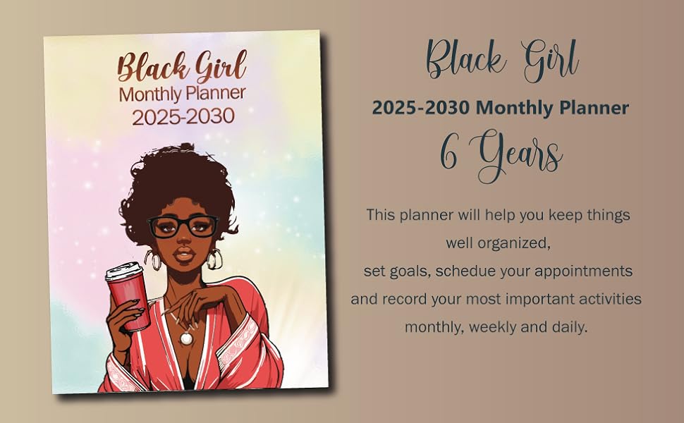 Black Girl Monthly Planner 2025-2030
