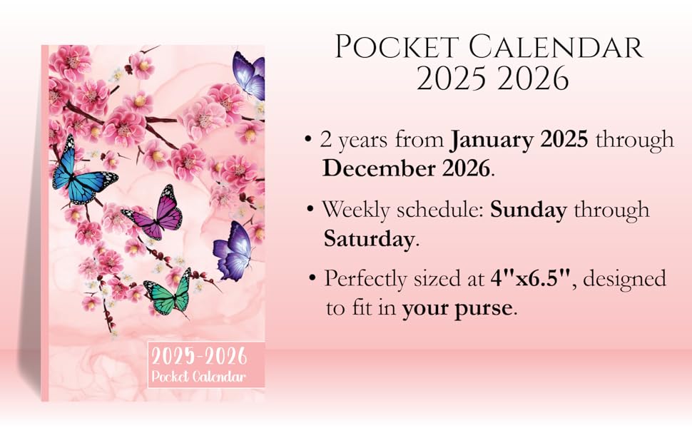 pocket calendar 2025-2026 for purse 