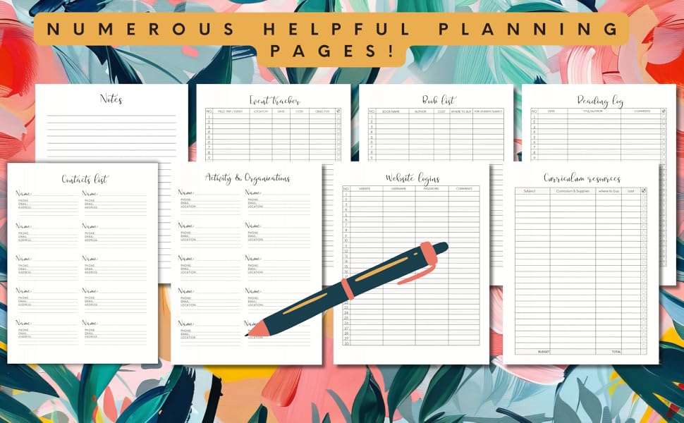 Image of more of the helpful planning pages of the "2025-2026 Homeschool Planner."