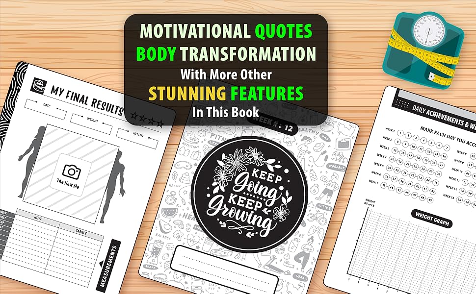 Weight loss journal for women, diet and exercise planner, meal and workout food and fitness tracker