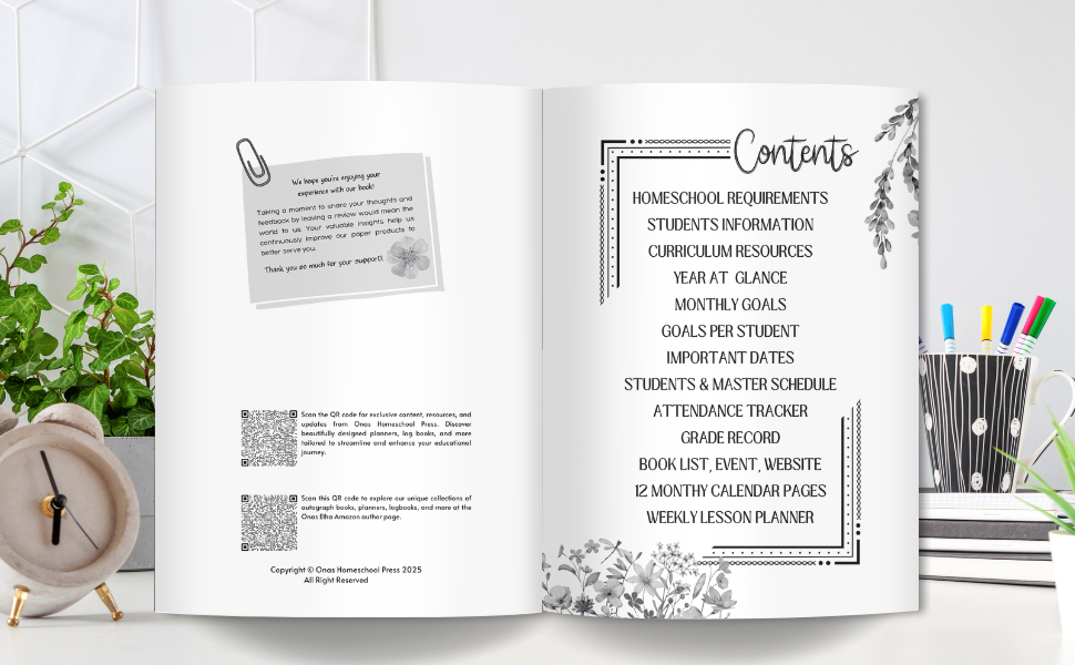 2025-2026 Homeschool lesson Planner for multiple kids, academic organizer, dated teacher planner