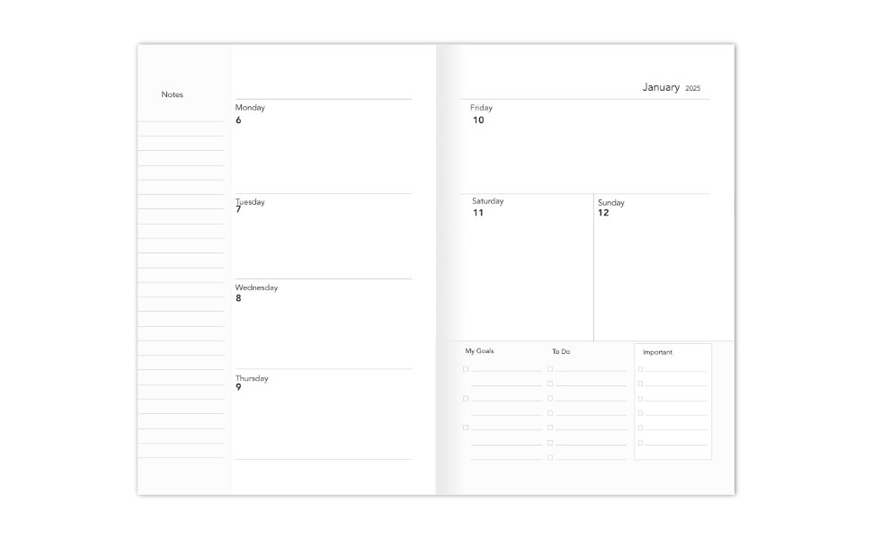 Weekly planning page