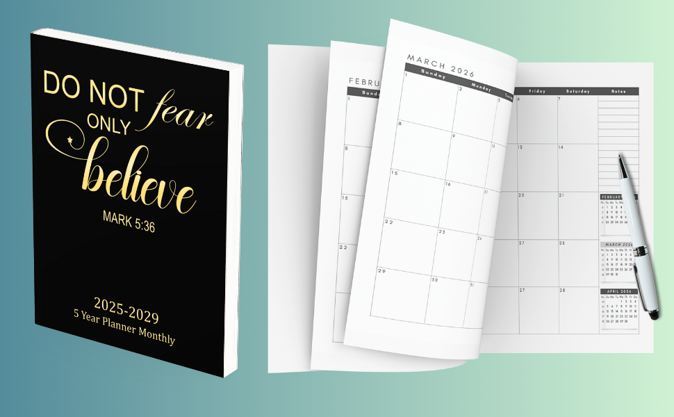 planner 5 five year planner 2025-2029 weekly daily monthly diary uk holidays a4 a6 8.5x11 for women