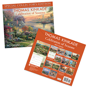 Thomas Kinkade Special Collector's Edition 2025 Deluxe Wall Calendar with Print envelope
