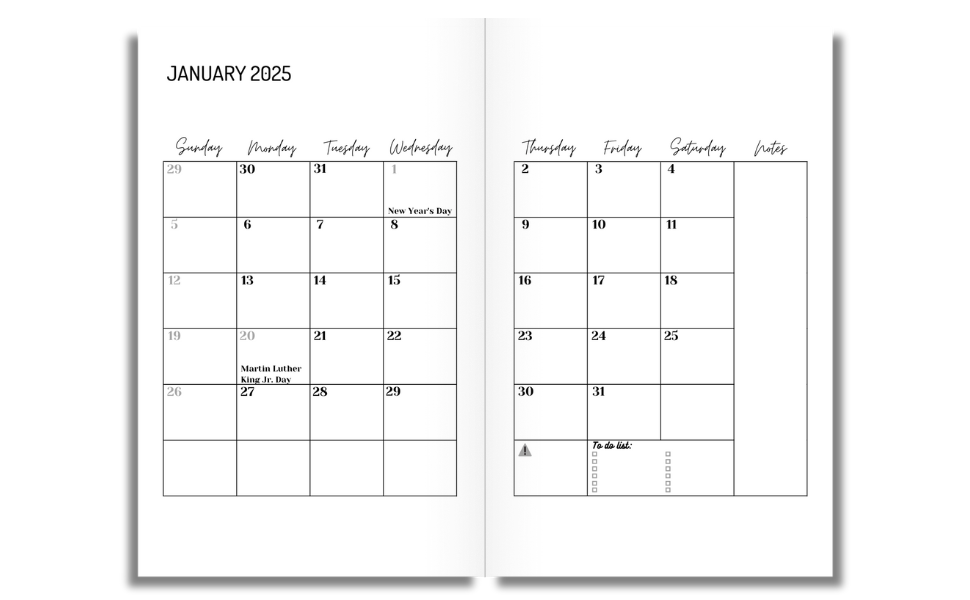 2025-2026 monthly planner 5x8 flexible cover