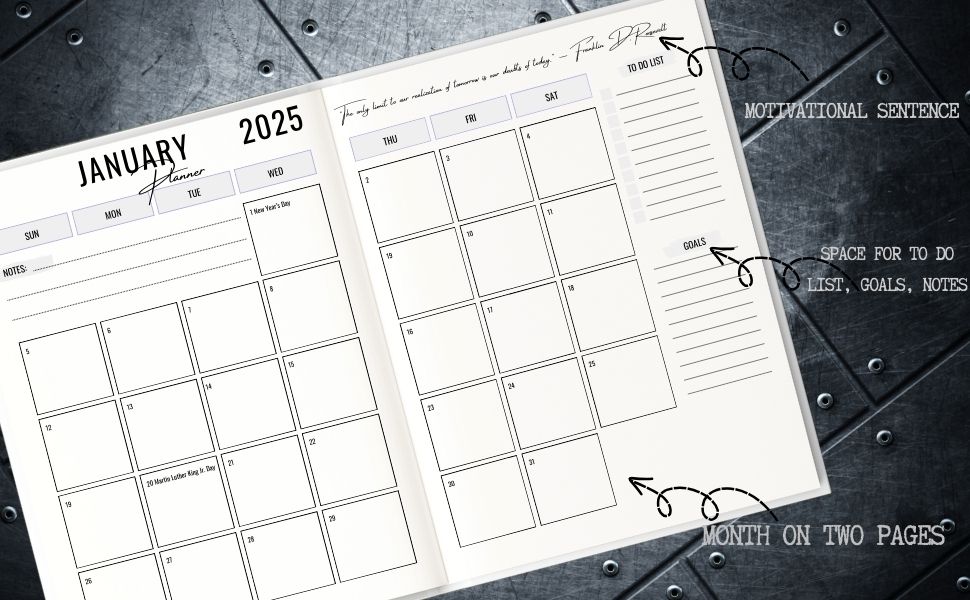 2025-2026 Monthly Planner with Rustic Cowhide Print Cover