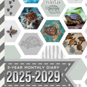 5-Year Monthly Diary 2025-2029: Hardcover / 8.5x11 Daily Dated Notebook / Goal Planning Journal With To Do Lists / Personal Event Organizer Gift / Sea Turtle - Animal Pattern Theme Cover