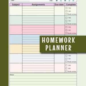 Colorful Homework Planner: Undated Assignment Journal Notebook for middle, high school and College Students