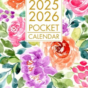 Pocket Calendar 2025-2026: 2-Year Monthly Pocket Planner for Purse - From January 2025 To December 2026 | Floral Cover