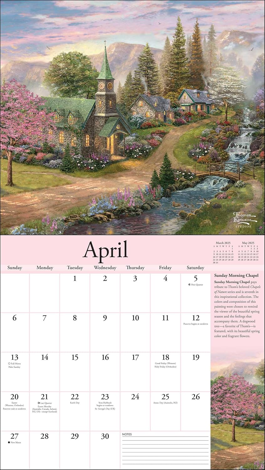 Thomas Kinkade Special Collector's Edition 2025 Deluxe Wall Calendar with Print: Celebration of Seasons - Image 4