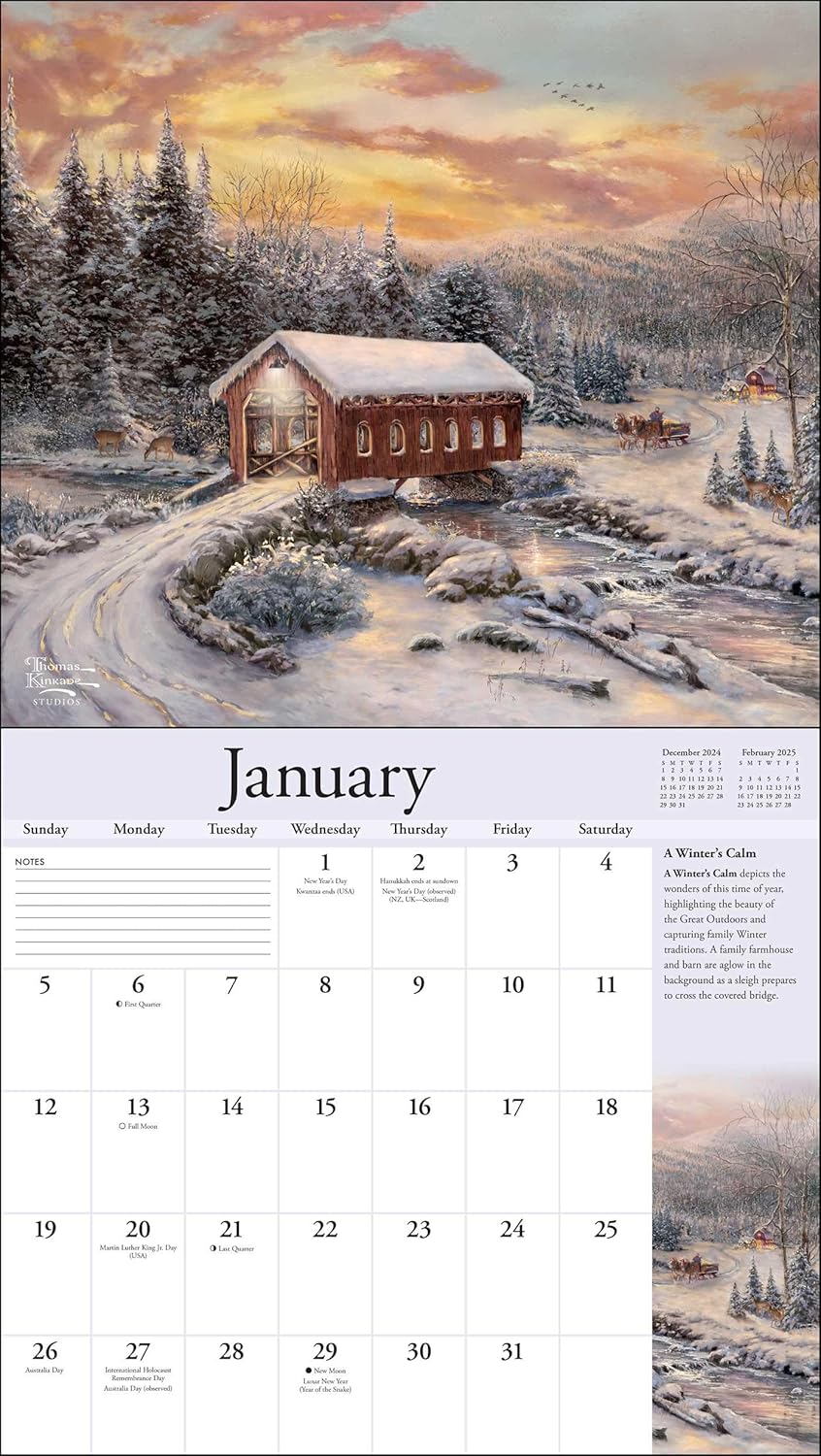 Thomas Kinkade Special Collector's Edition 2025 Deluxe Wall Calendar with Print: Celebration of Seasons - Image 3