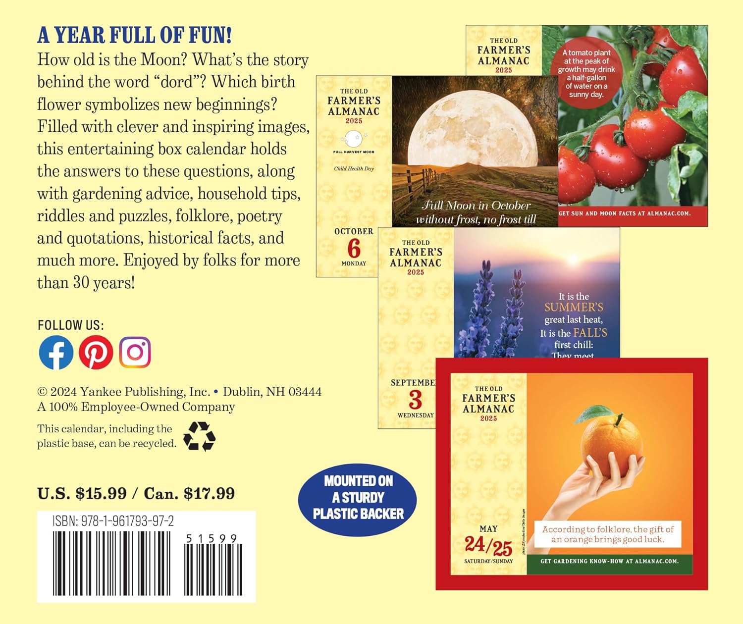 The 2025 Old Farmer S Almanac Everyday Box Calendar