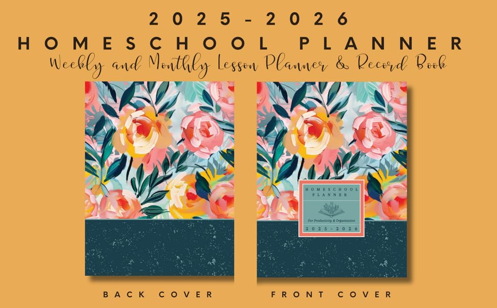 Image of the back and front cover of the "2025-2026 Homeschool Planner."