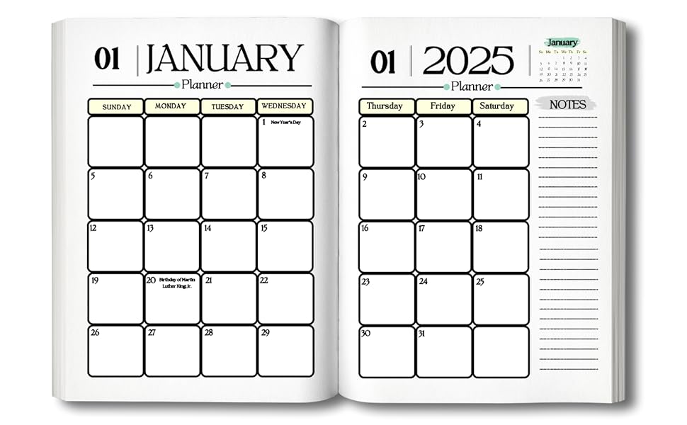 Two Year Schedule Organizer (January 2025 through December 2026) with Federal Holidays