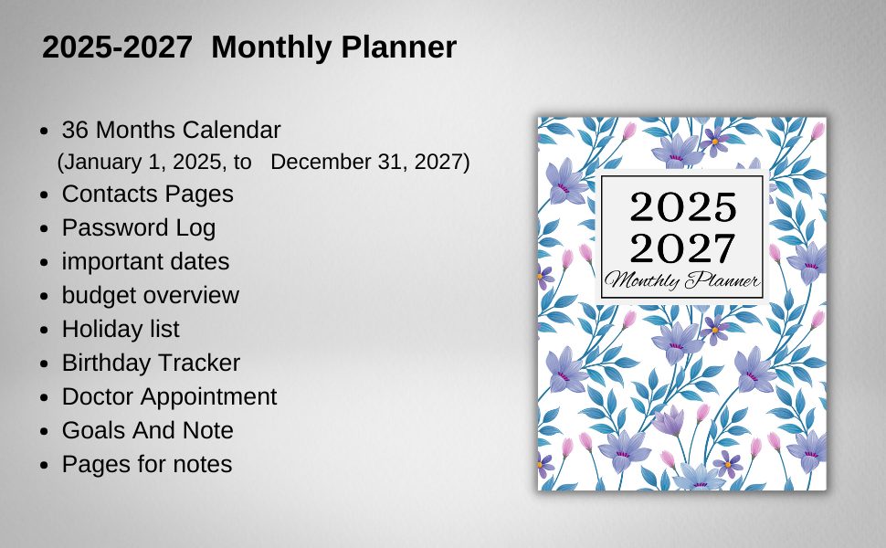 3 year calendar 2025-2026-2027 monthly planner