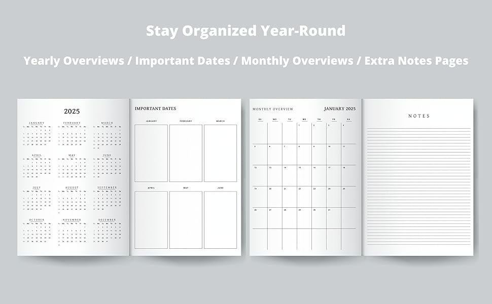 2025 Compact Pocket Planner Notebook Calendar Black