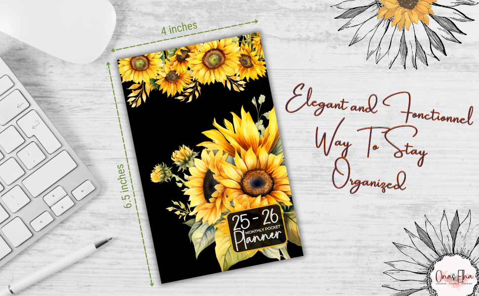 25/26 Monthly Pocket Planner, Small 2 Year Calendar 2025-2026 for Purse, Minimalist planner, Cute