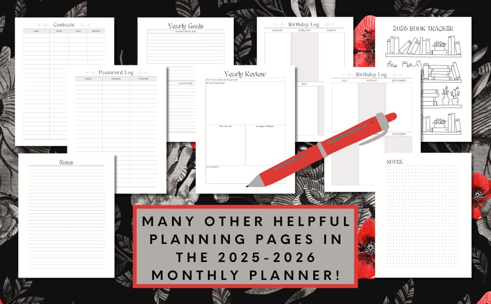 Image of more helpful planning pages in the "2025-2026 Monthly Planner."