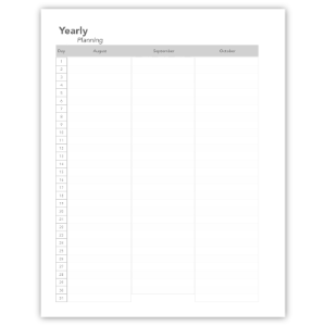 Yearly planning
