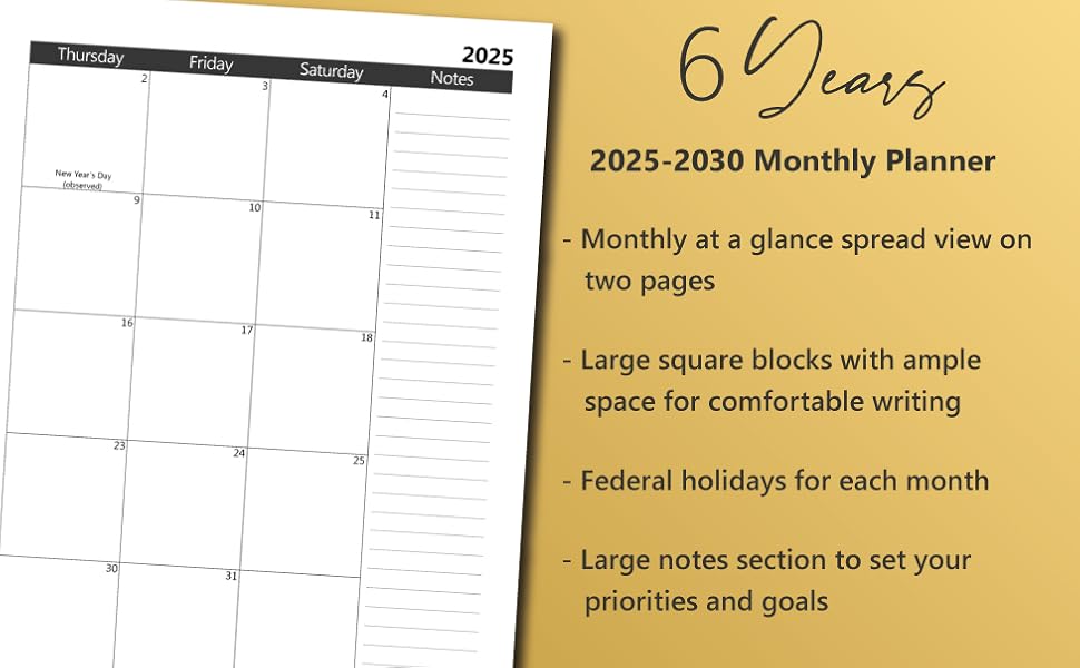 Monthly Planner 2025-2030
