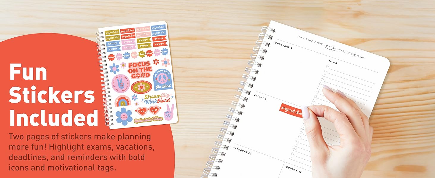 planner with stickers cute icons student motivation