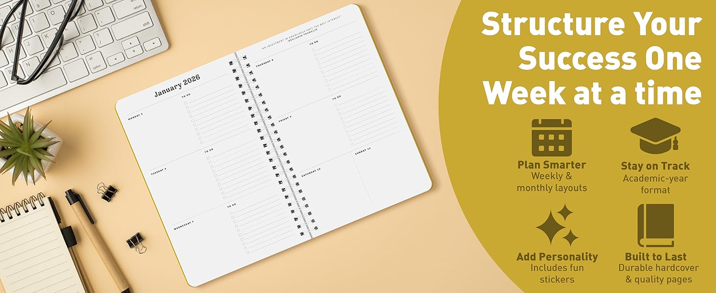 planner for students weekly monthly academic year stickers layout