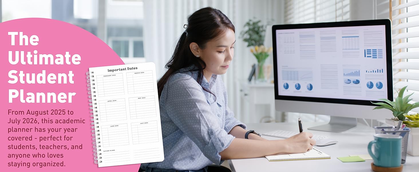 student academic planner August 2025 to July 2026 calendar