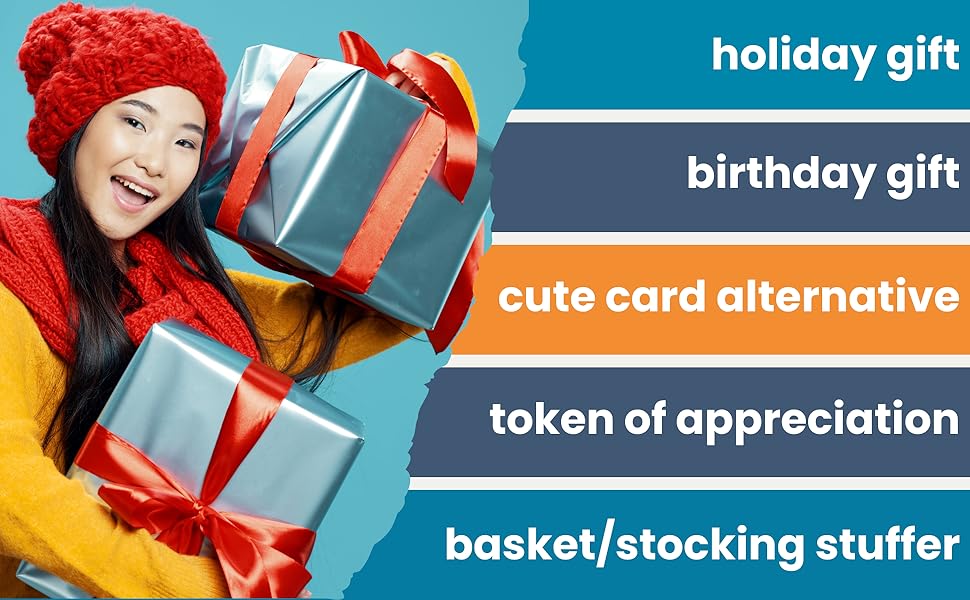 holiday and birthday gifts, cute card alternative, token of appreciation, stocking stuffer