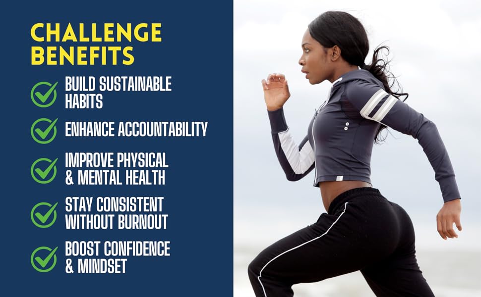 Challenge benefits outline picturing a young athlete running