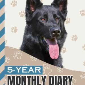 5-Year Monthly Diary 2025-2029: Hardcover / 8.5x11 Daily Dated Notebook / Goal Planning Journal With To Do Lists / Personal Event Organizer Gift / ... Shepherd Dog Art on Paw Print Pattern Cover