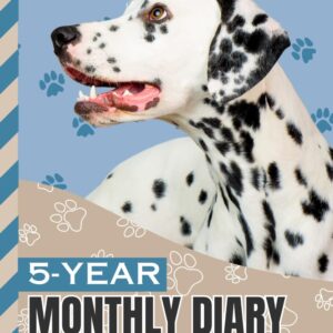 5-Year Monthly Diary 2025-2029: Hardcover / 8.5x11 Daily Dated Notebook / Goal Planning Journal With To Do Lists / Personal Event Organizer Gift / Dalmatian Dog Art on Paw Print Pattern Cover