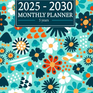 2025-2030 Monthly Planner-5 Years: Five Calendars with Holidays | Beautiful Agenda, Appointment Notebook| 60 Months Goal, Contact Log | Personal time ... Draw Flower Cover US Letter Size 8.5 x 11