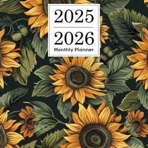 2025-2026 Monthly Planner: Stay Productive and Stylish with Our Elegant Large Vintage Sunflower Two 2 Year Agenda Organizer Diary - 24 Months Calendar