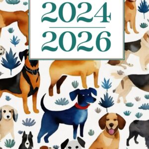 24-26 monthly pocket planner organizer: Dogs Seamless | Pocket calendar 2024-2026 for purse small size | From June 2024 to December 2026 | US Holidays