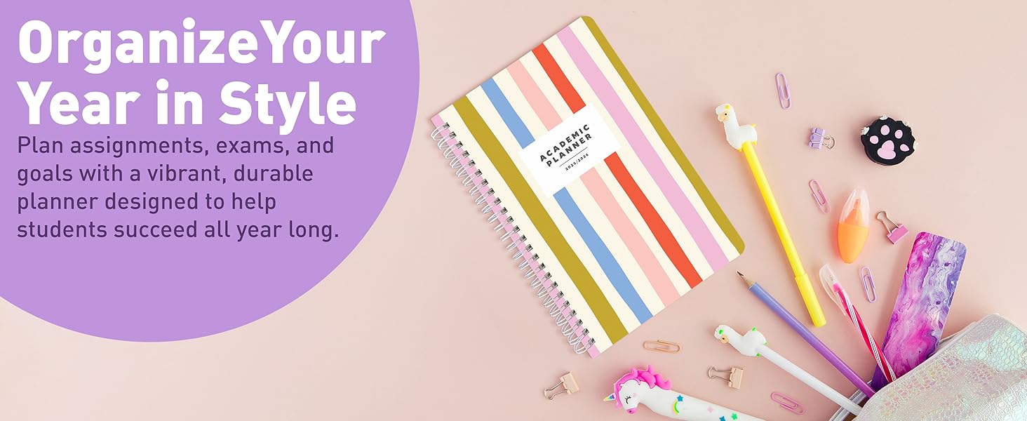 academic planner 2025 2026 student planner colorful layout stickers